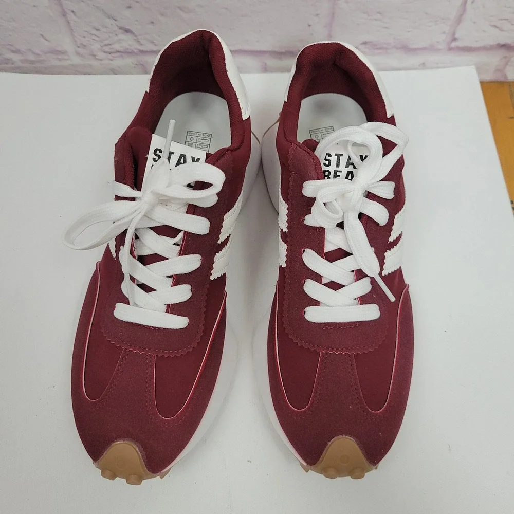 STAY REAL Burgundy Suede Platform Sneakers Womens Size EU 41 Chunky Y2K Retro